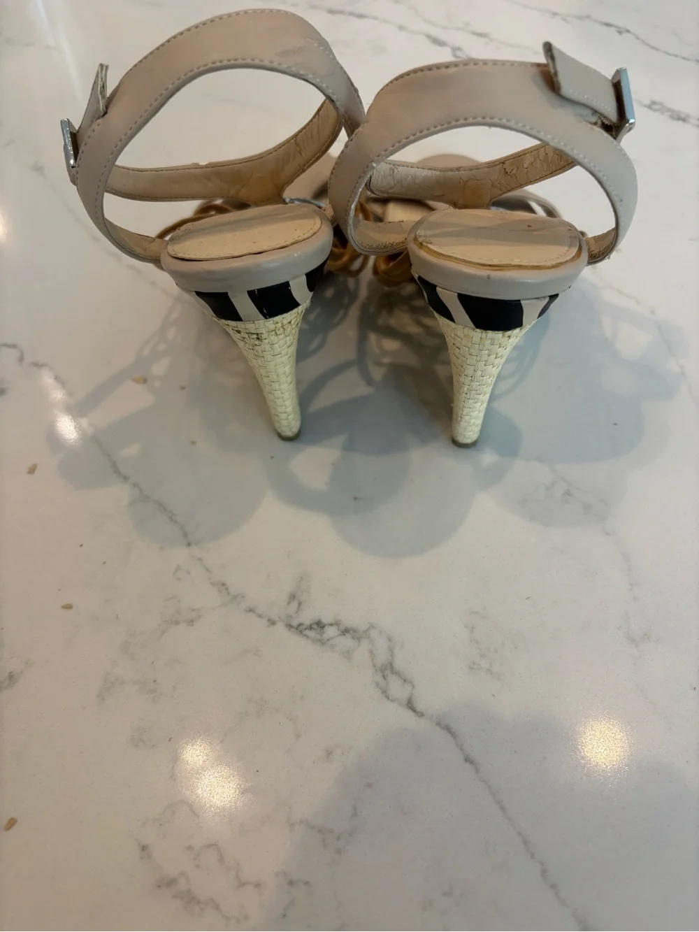 Calvin Klein Nude and Black Espadrille Wedge Sandals